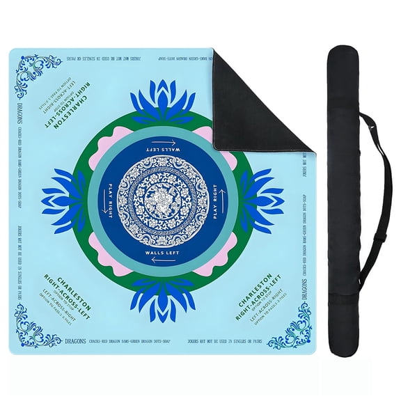 Mahjong Mat for Table, American Mahjong Mat with Printed Rules, 31.5" x 31.5", Anti-Slip, Noise-Reducing Table Cover for Mahjong, Poker, Board Games, Dominoes, and Card Games