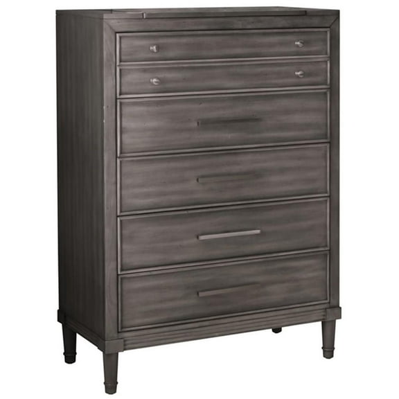 Furniture of America Cartagena Transitional Solid Wood 6-Drawer Chest in Gray