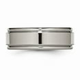 thumbnail image 3 of Grey Titanium Ring Band Wedding Grooved Comfort Edge 8mm Polished, 3 of 6