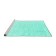thumbnail image 2 of Ahgly Company Machine Washable Indoor Square Solid Turquoise Blue Modern Area Rugs, 5' Square, 2 of 4