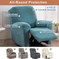 thumbnail image 4 of Stretch Recliner Slipcovers Jacquard Sofa Cover 4-Piece  Slipcover Furniture Protector Recliner Chair Cover with Storage Pocket for Living Room Blue, 4 of 13