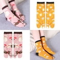 thumbnail image 3 of Women Split Toe Kimono Tabi Crew Socks Cute Cartoon for Cat Floral Bunny Print Flip Flop Sandal Japanese Ninja Geta Hosi, 3 of 15