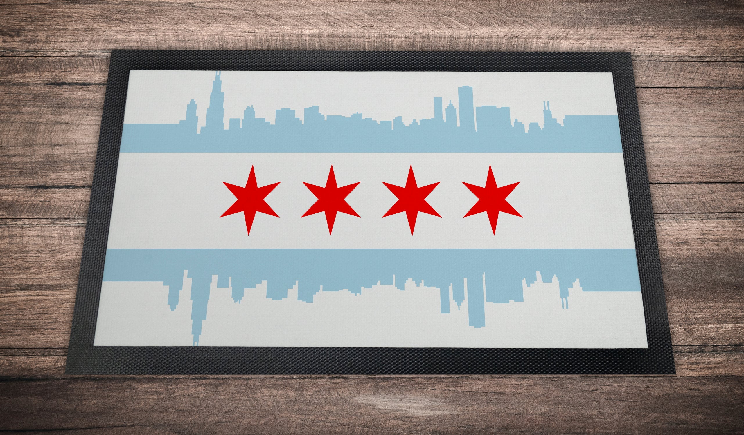 Chicago Skyline Downtown Flag Home Door Floor Bar Mat 18" x 30" 