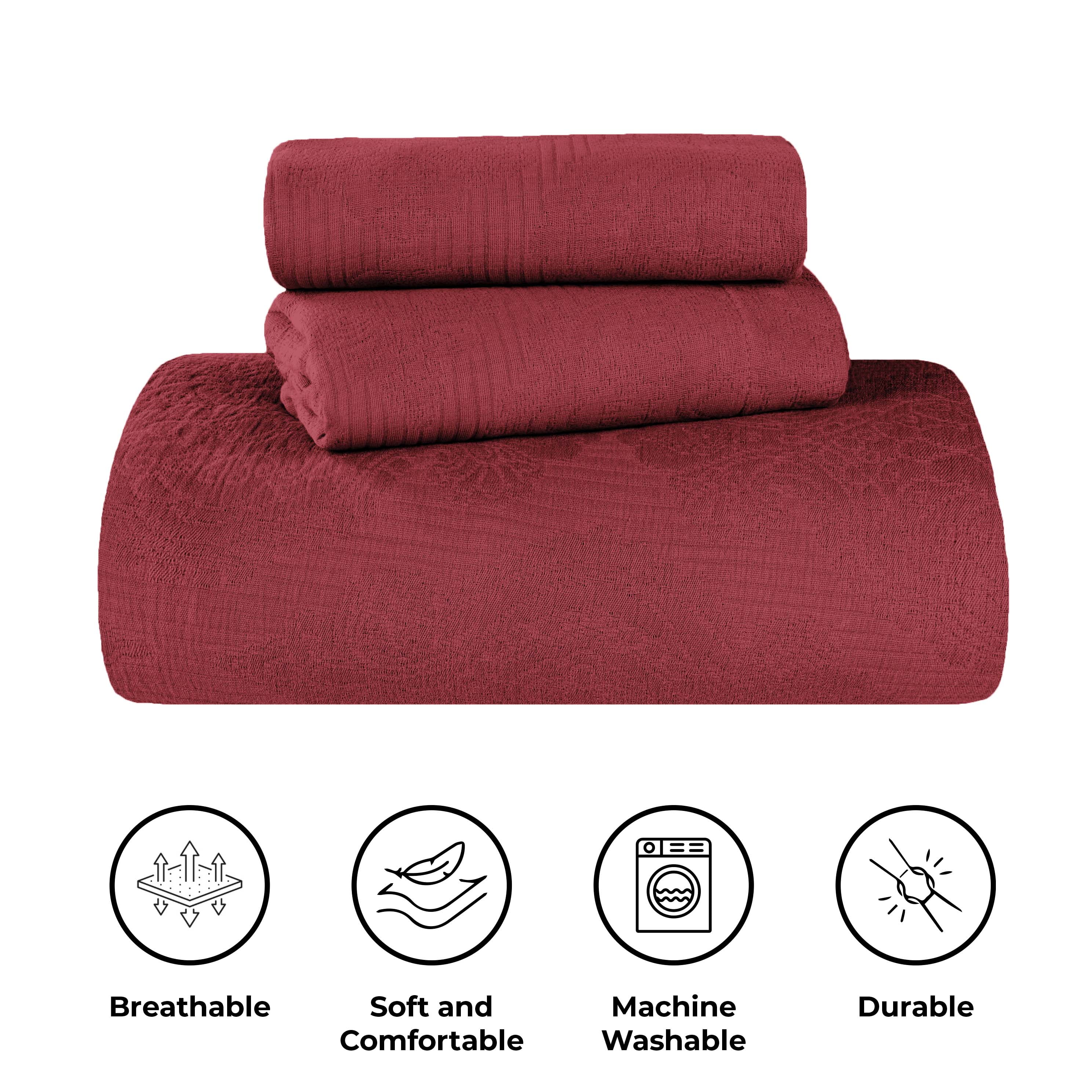 Superior 2-Piece Victory Cotton Matelasse Garnet Bedspread Set, Twin