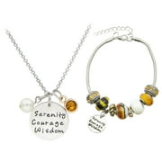 Glam & Glow "Serenity, Courage, Wisdom" Charm Bracelet and Necklace Set