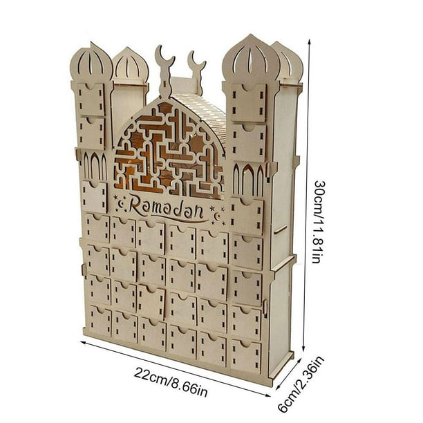 Calendrier de l'Avent Ramadan en bois - Décoration pour la maison - 30  jours jusqu'à l'Aïd, cadeau du Ramadan pour enfants