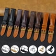 thumbnail image 4 of 19mm Black Leather Watch Band Men Quick Release Replacement Strap Soft Handmade Wristband Stainless Steel Gold Buckle, Vintage Gift for Father's Day Dad Son Husband DH-201G-19MM, 4 of 7