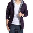 thumbnail image 3 of IYTR Men's Winter Fleece Lined Knitted Hoodie Zipper Warm Jacket Outdoor Thick Sweatshirt Full Zip Warm Hooded Coat Swe Purple XXXL, 3 of 5
