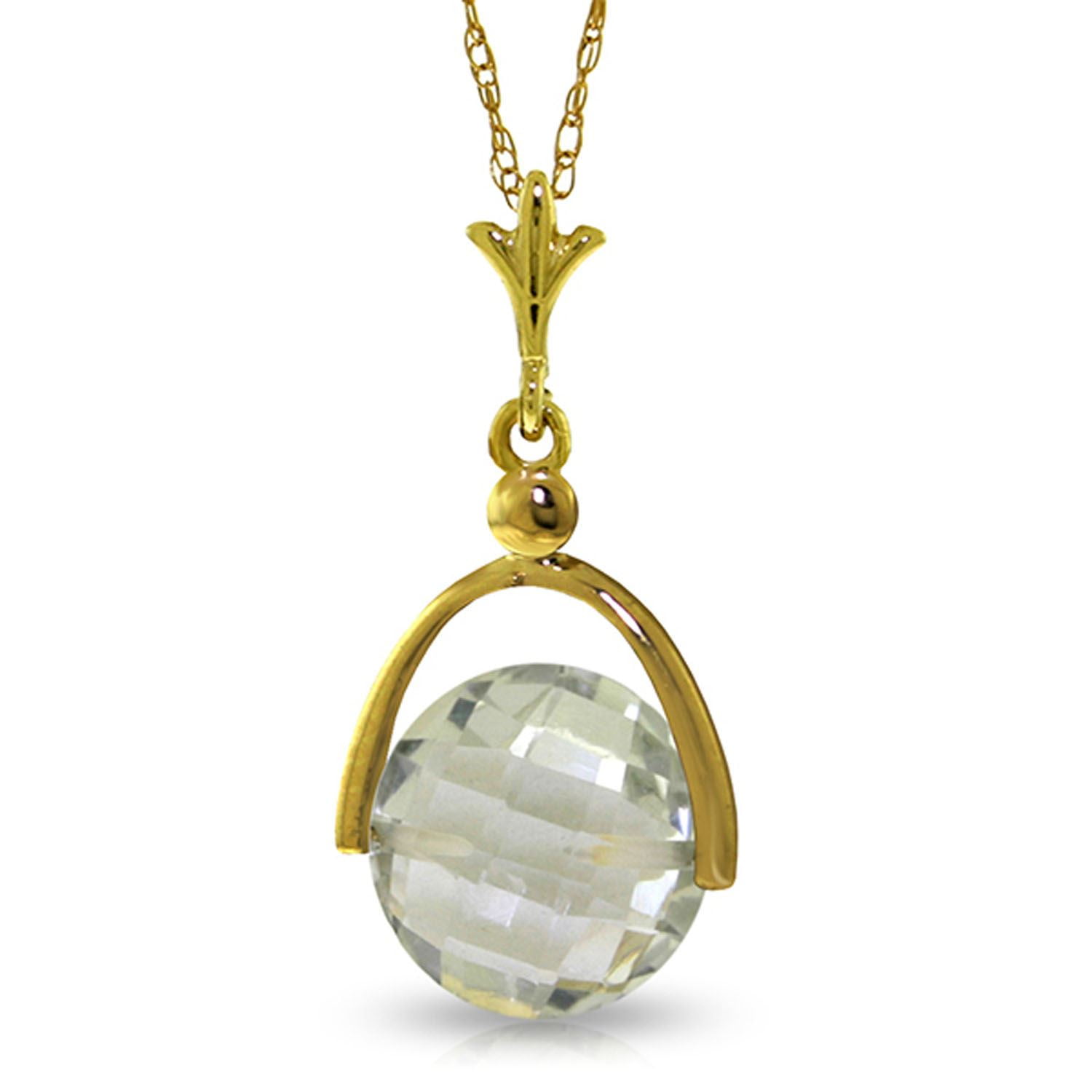 ALARRI 3.25 CTW 14K Solid Gold Necklace Checkerboard Cut Green Amethyst with 20 Inch Chain Length