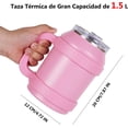 thumbnail image 2 of Termo de Acero Inoxidable de Doble Pared, 1.5 L Termo Grande, Vaso de Viaje Aisl con Tapa y Pajita, Mantiene el Frío Durante 10 Horas y el Calor Durante 8 Horas (Rosa), 2 of 3