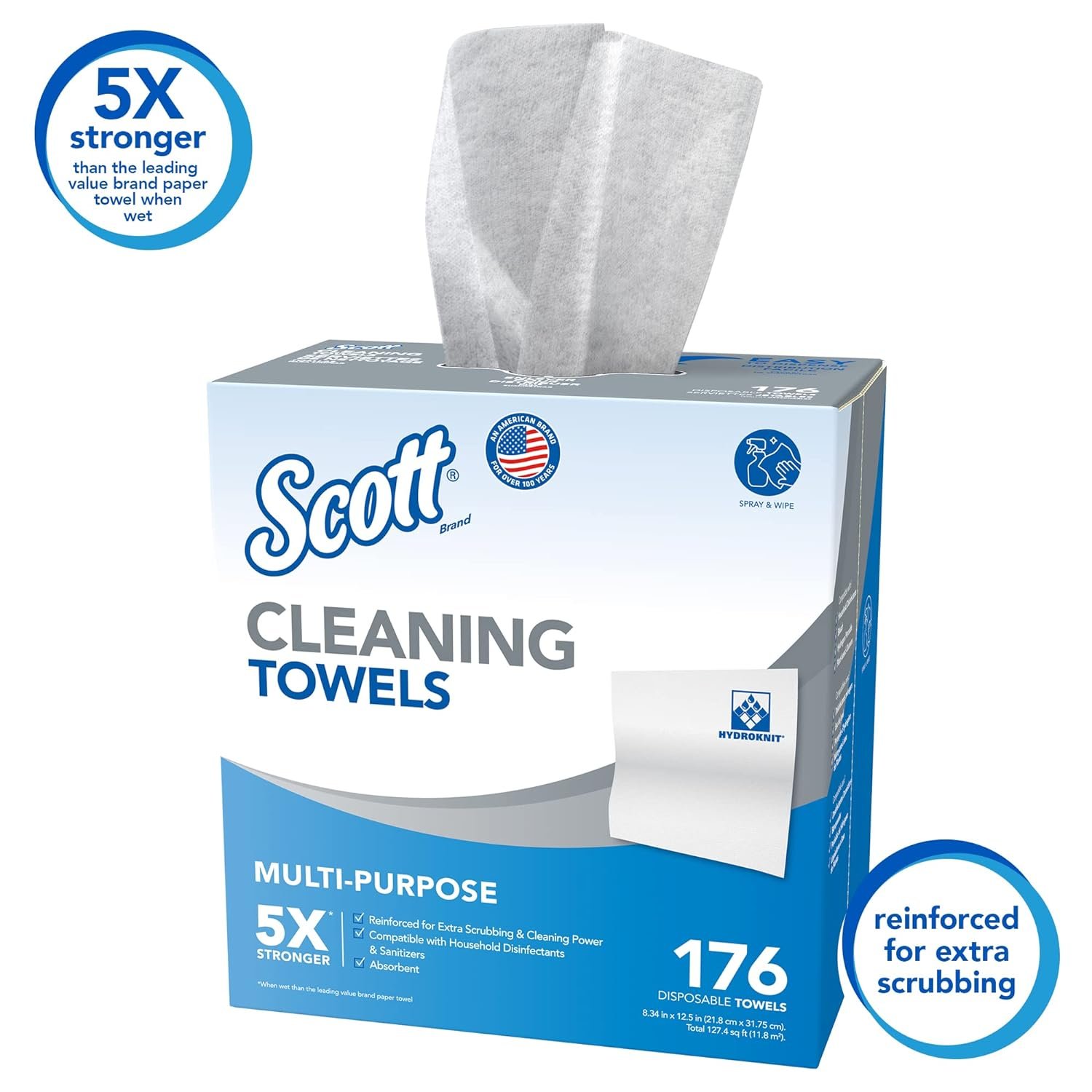 Scott Cleaning Towels 53892, White, 176 Towels/Box, 10 Boxes/Case, 1,760 Towels/Case