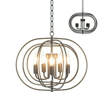 Gymax 16'' 5-Light Metal Pendant Chandelier w/ Iron Chain Pivoting Interlocking Rings