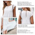 thumbnail image 3 of Short Sleeve Dress, Single Color Layered Round Neck Dress Loose Knee Length  For Women For Swimming Pool White L, 3 of 5