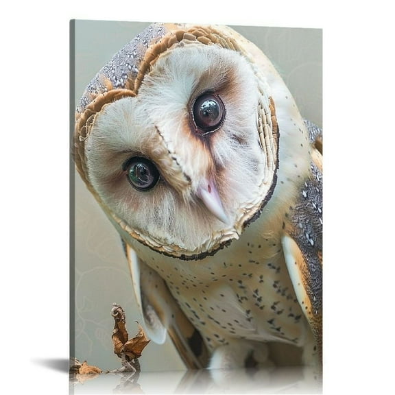 ARISTURING Canvas Print Wall Art White Owl with Twisted Head Animals Wildlife Photography Realism Rustic Portrait Relax/Calm Cool for Living Room, Bedroom, Office
