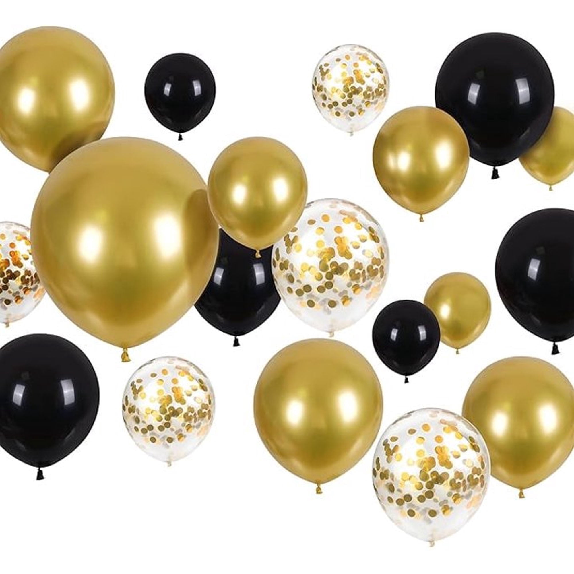 OFEFE 133pcs Black and Gold Balloons Confetti Metallic Black Gold Latex Balloons Garland kit for Birthday Graduation Wedding Anniversaries Bachelorette Party Decorations