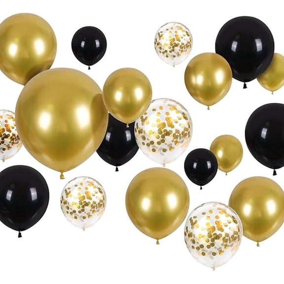 OFEFE 133pcs Black and Gold Balloons Confetti Metallic Black Gold Latex Balloons Garland kit for Birthday Graduation Wedding Anniversaries Bachelorette Party Decorations