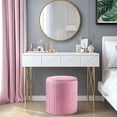 thumbnail image 3 of Round Set of 3 Ottoman with Storage-Upholstered Velvet Vanity Stool for Makeup Multifunctional Ottomans Coffee Table Padded Seat Foot Rest for Living Room&Bedroom, 3 of 16