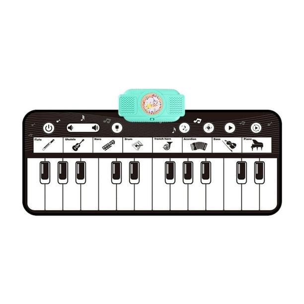 Alfombrilla de piano para suelo para niños pequeños con 8 sonidos de instrumentos, alfombrilla de juego de música para bailar y tocar para niños de 1, y negro