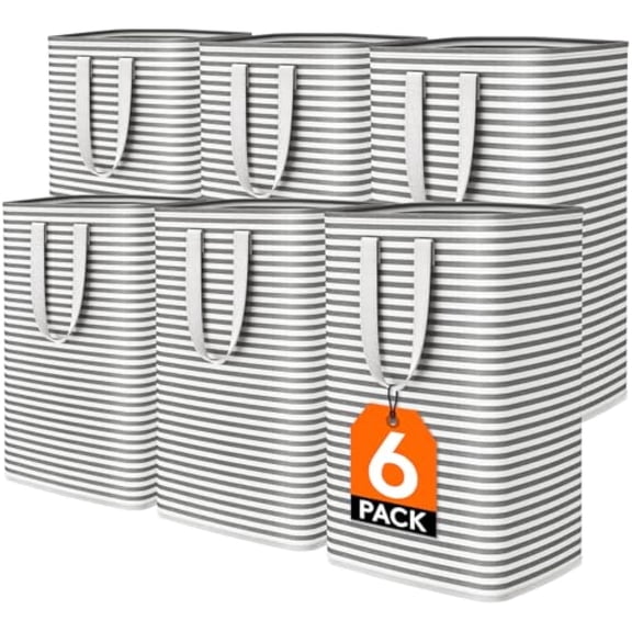 Lifewit 6 Pack Laundry Basket Collapsible Laundry Hamper, Large Freestanding Clothes Hamper for Laundry with Easy Carry Handles for Laundry Room Bathroom Bedroom Dorm for Adult, Black, 6 x 80L