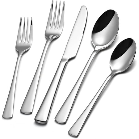 40-Piece 18/10 Stainless Steel Flatware Set for 8, Mirror Finish, Dishwasher Safe
