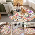 thumbnail image 5 of Watercolor Floral Round Area Rug 6Ft Washable Circle Rugs for Bathroom Office, Retro Botanical Flowers Leaves Spring Beige Non-Slip Carpet Floor Mats Indoor Outdoor Carpet Runner Aesthetic Home Decor, 5 of 8
