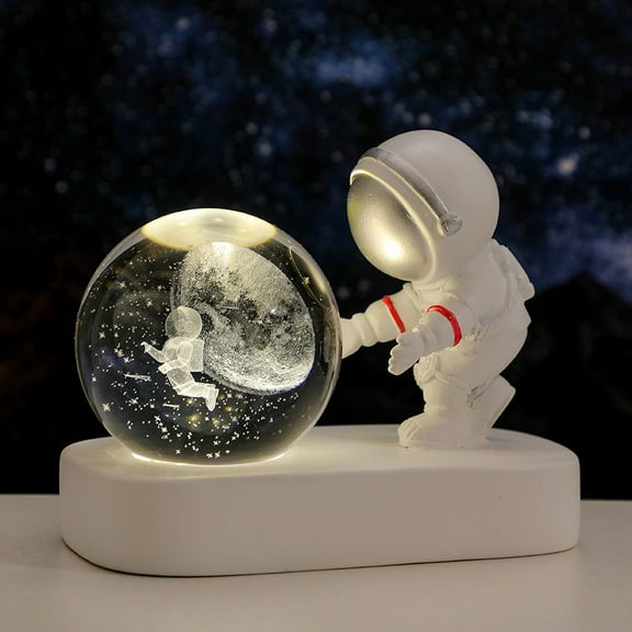 3D Astronaut Crystal Ball Night Light,Crystal Ball Night Lamp, Creative Night View Astronomical LED Universe Lamp (Ocean Ride)