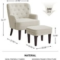 thumbnail image 3 of Kinmars Accent Chair with Ottoman Set, Upholstered Button Tufted Armchair for Bedroom Living Room(Beige), 3 of 10
