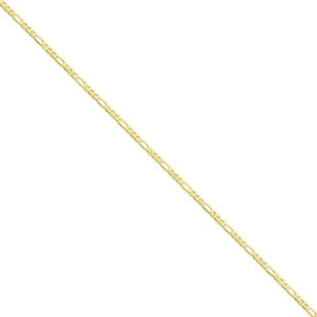 14k Yellow Gold 8in 2.75mm Flat Men's Figaro Chain Bracelet