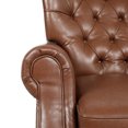 thumbnail image 6 of Welch Contemporary Tufted Recliner, Cognac Brown Faux Leather and Dark Brown, 6 of 8