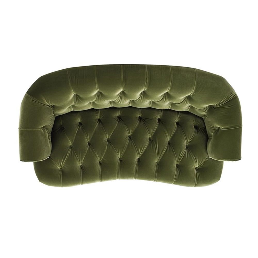 Maklaine Velvet Olive Green Loveseat Rectangular Button Tufted 68.5" Assembled