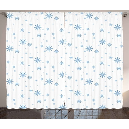- Winter Curtains 2 Panels Set, Cold December Design Simple Seasonal Snowy Weather Ice Frost Gentle Winter Icons, Window Drapes for Living Room Bedroom, 108W X 63L Inches, Blue White, by Ambesonne