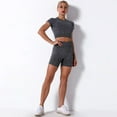 thumbnail image 5 of Conjunto de pantalones cortos de manga corta para Yoga para mujer, conjunto deportivo para gimnasio, conjuntos de entrenamiento, chándales, ropa deportiva para correr y Fitness, 5 of 5