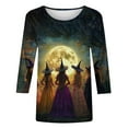 thumbnail image 5 of jobturf Halloween Shirts for Women Novelty Graphic 3/4 Length Sleeve Tee Tops Crewneck Casual Festival Tshirts Aesthetic Workout Clothing, 5 of 5