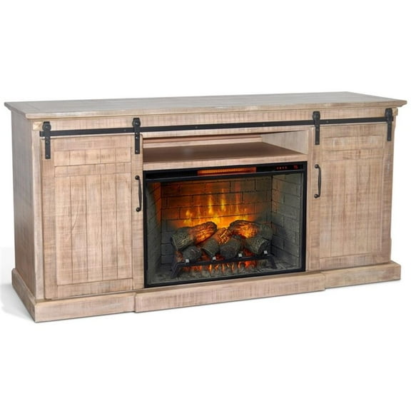 Sunny Designs 78" Barn Door Media Console with Electric Fireplace