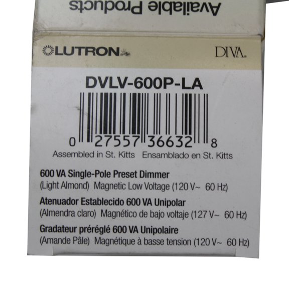 Lutron Dvlv-600P-La Diva 450-Watt Single Pole Magnetic Low-Voltage Dimmer, Light Almond