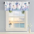 thumbnail image 2 of Kitchen Valances for Window, Watercolor Jellyfish Starfish Seaweed Light Filtering Rod Pocket Valance Curtain, Coral Marine Life on White Short Curtains Window Topper for Bedroom Living Room 42x12in, 2 of 9