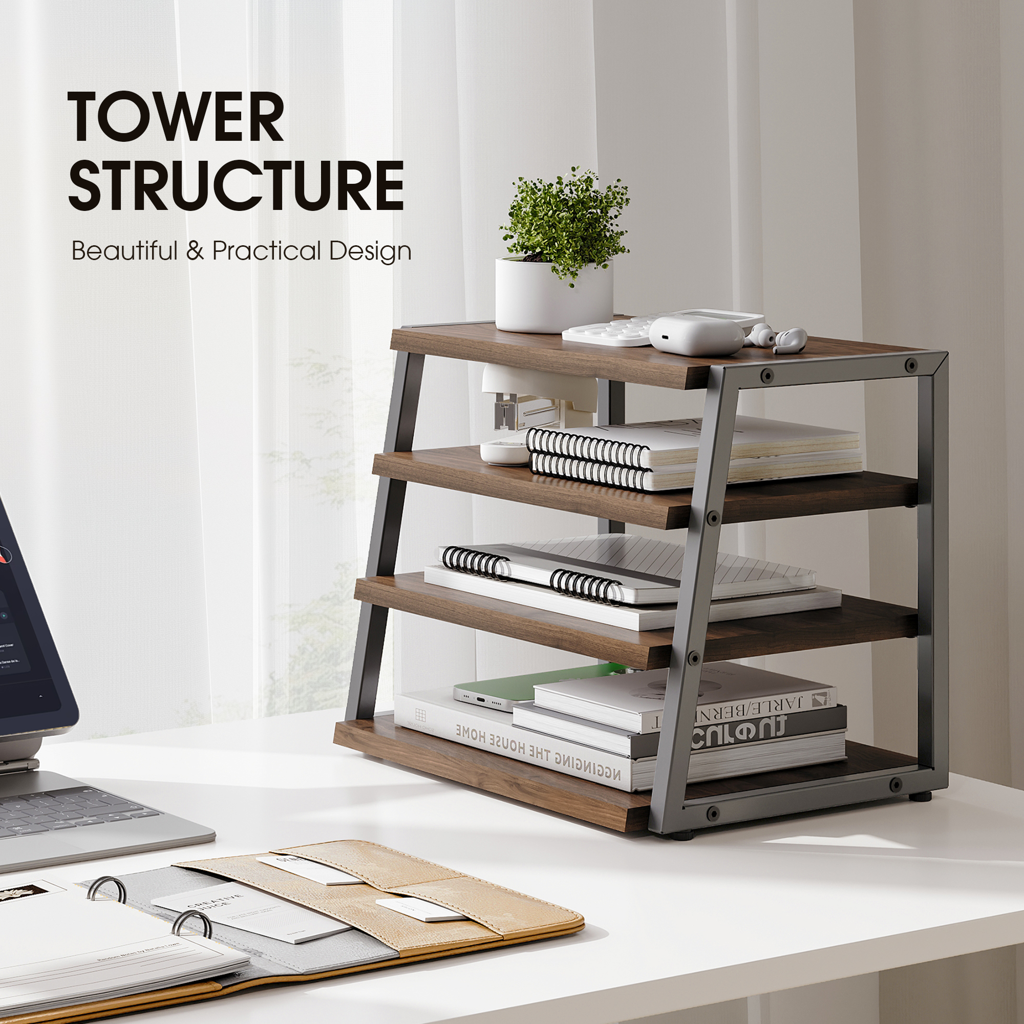 Fenge Desk Organizer, 4 Tier File Organizer for Desk