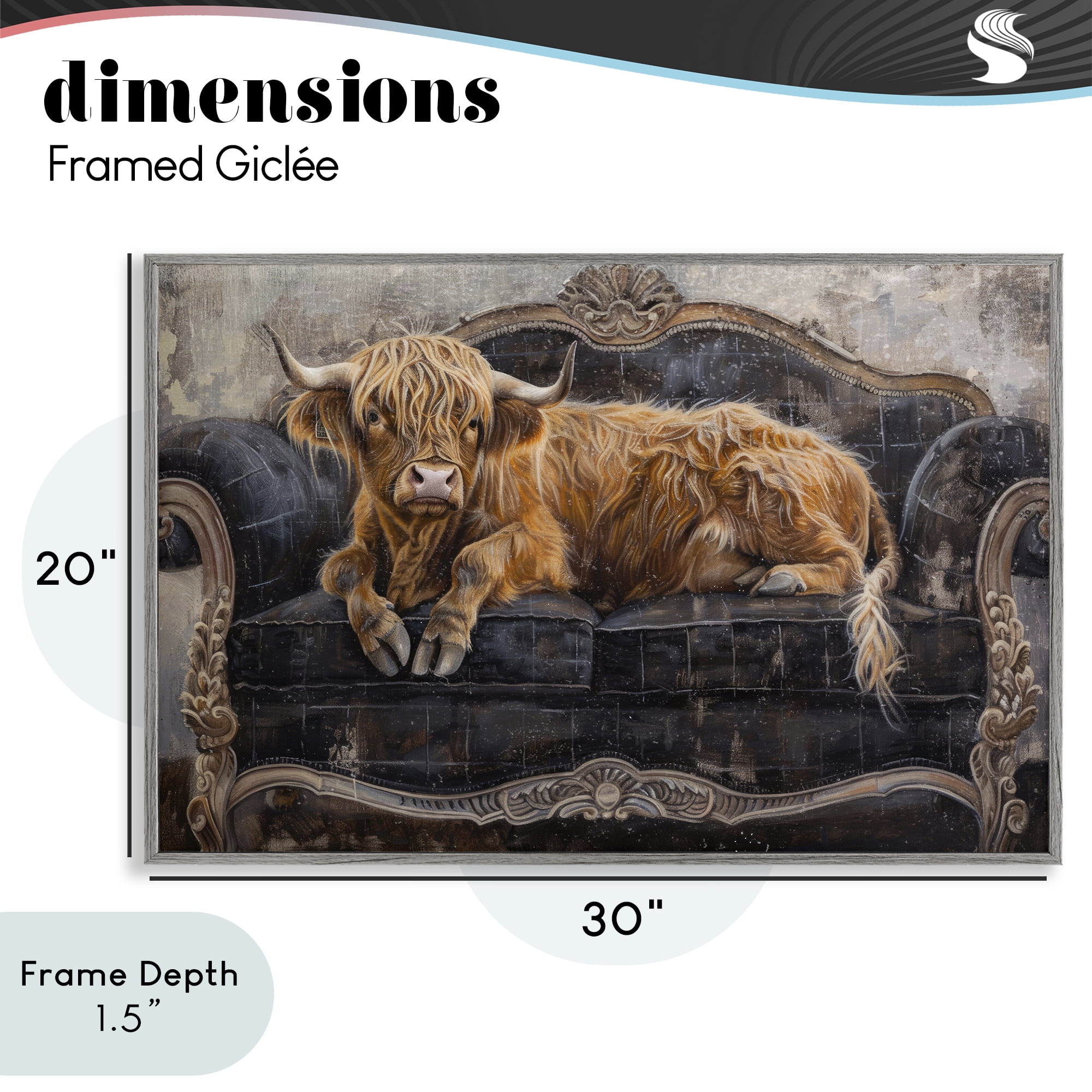Stupell Industries Cozy Couch Highland Cow Gray Framed Giclee Art, design by Tina LeCour