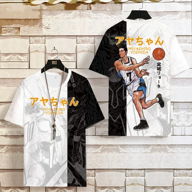 Camiseta SLAM DUNK de manga corta conjunta para hombres y mujeres, camiseta grande de verano Sakuragi Blossom Road, camisetas deportivas de baloncesto para niños 2025