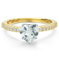 thumbnail image 3 of Gem Stone King 14K Two Tone Gold Sky Blue Topaz and Lab Grown Diamond Engagement Ring for Women | 2.04 Cttw | Heart Shape 8MM | Gemstone November Birthstone | Size 7, 3 of 6