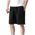 thumbnail image 4 of FRSASU Men's Casual Cotton Short Drawstring Elastic Jogger Gym Leisure Athletic Running Short with Pockets Black, 4 of 8