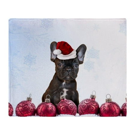 Bulldogs Fleece Blanket - CafePress - Christmas French Bulldog - Soft Fleece Throw Blanket, 50