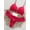 RED, variant on Womens Two Piece Mix Print Swimsuit Bikini Set Triangle Halter Top Twist Front Side Tie High Cut Thong Bottom Summer Beach Bathing Suit Tropical Leaf Fruit Solid Multi Color S M L Swimwear 