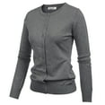 thumbnail image 3 of Grace Karin Classic Women's Button Down Crew Neck Sweater Knit Cardigan Long Sleeve (S~3XL), 3 of 8