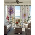thumbnail image 4 of Purple Flowers Blossom Blackout Curtains, Light Blocking Print Window Curtains, Spring Retro Garden Wildflowers Thermal Insulated Window Drapes for Living Room Kitchen Cafe 2 Panels, 104"W x 52"L, 4 of 9