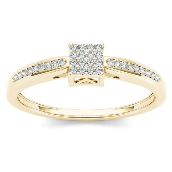 1/10 Ct T.W. Diamond Cluster 10kt Yellow Gold Engagement Ring