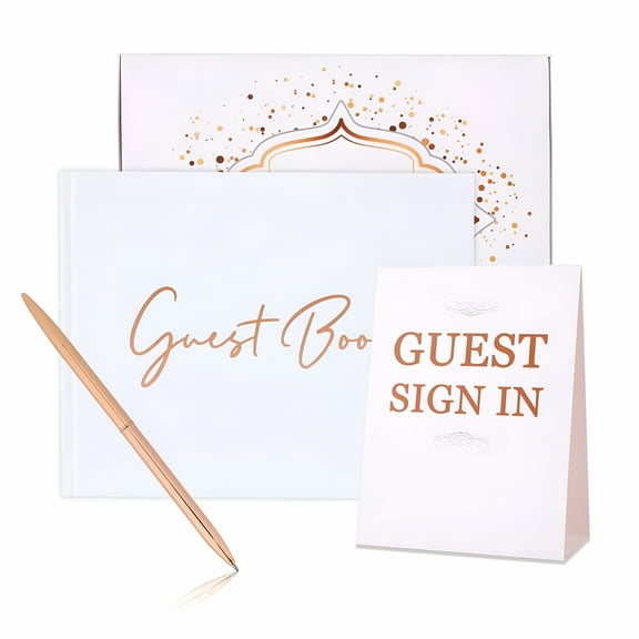 CCOCC Wedding Guest Book,Elegant Guest Book with Pen and Sign for Wedding Reception,Baby Shower,Party of Anniversary,Birthday - 100 Pages with Gold Foil for Wedding Sign in and Photos