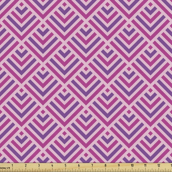 Geometric Rhombus Fabric by the Yard, Abstract Funky Contemporary Motif in Colors, Upholstery Fabric for Dining Chairs Home Decor Accents, 1 Yard, Violet Magenta by Ambesonne