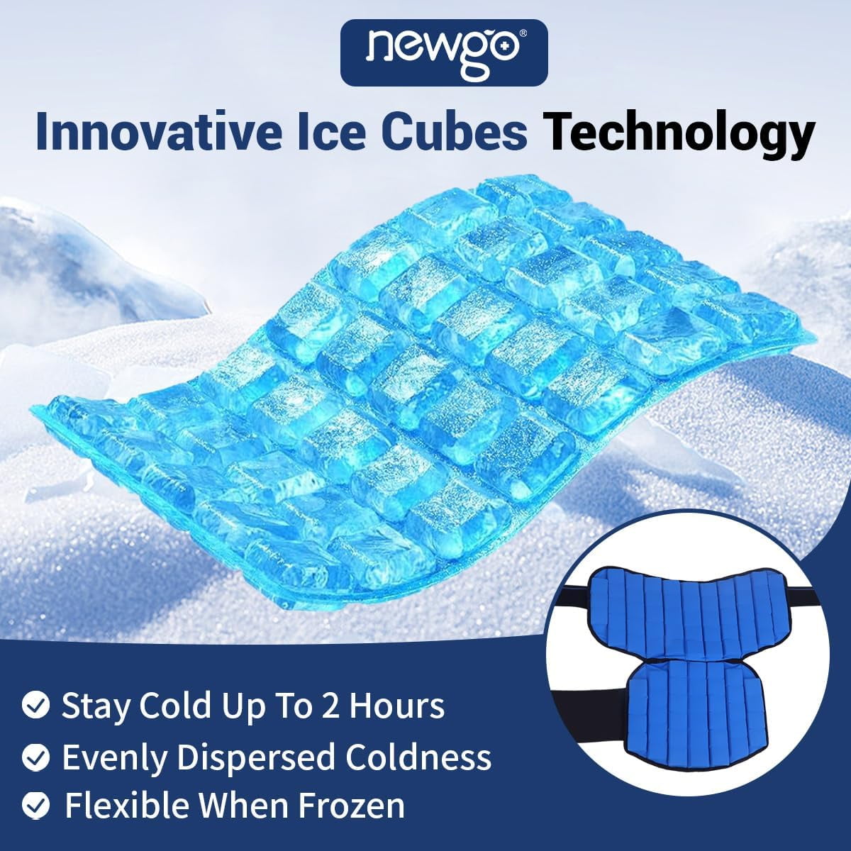 NEWGO Shoulder Ice Pack Wrap for Shoulder Pain Relief, 2 Hours Long Lasting Cold Pack, 1 Count