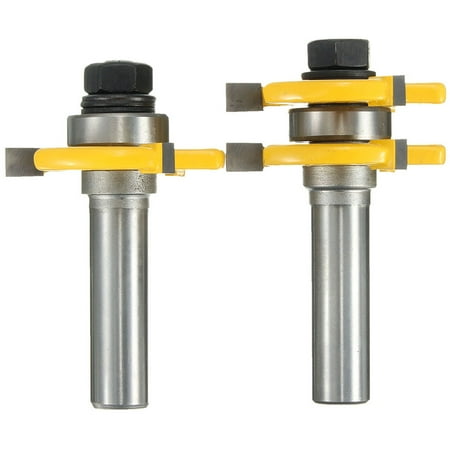 2Pcs/Set 3'' 1/2''x1/4'' Hard Alloy Roundover Matched Tongue + Groove Wood Router Bit Sets Tools